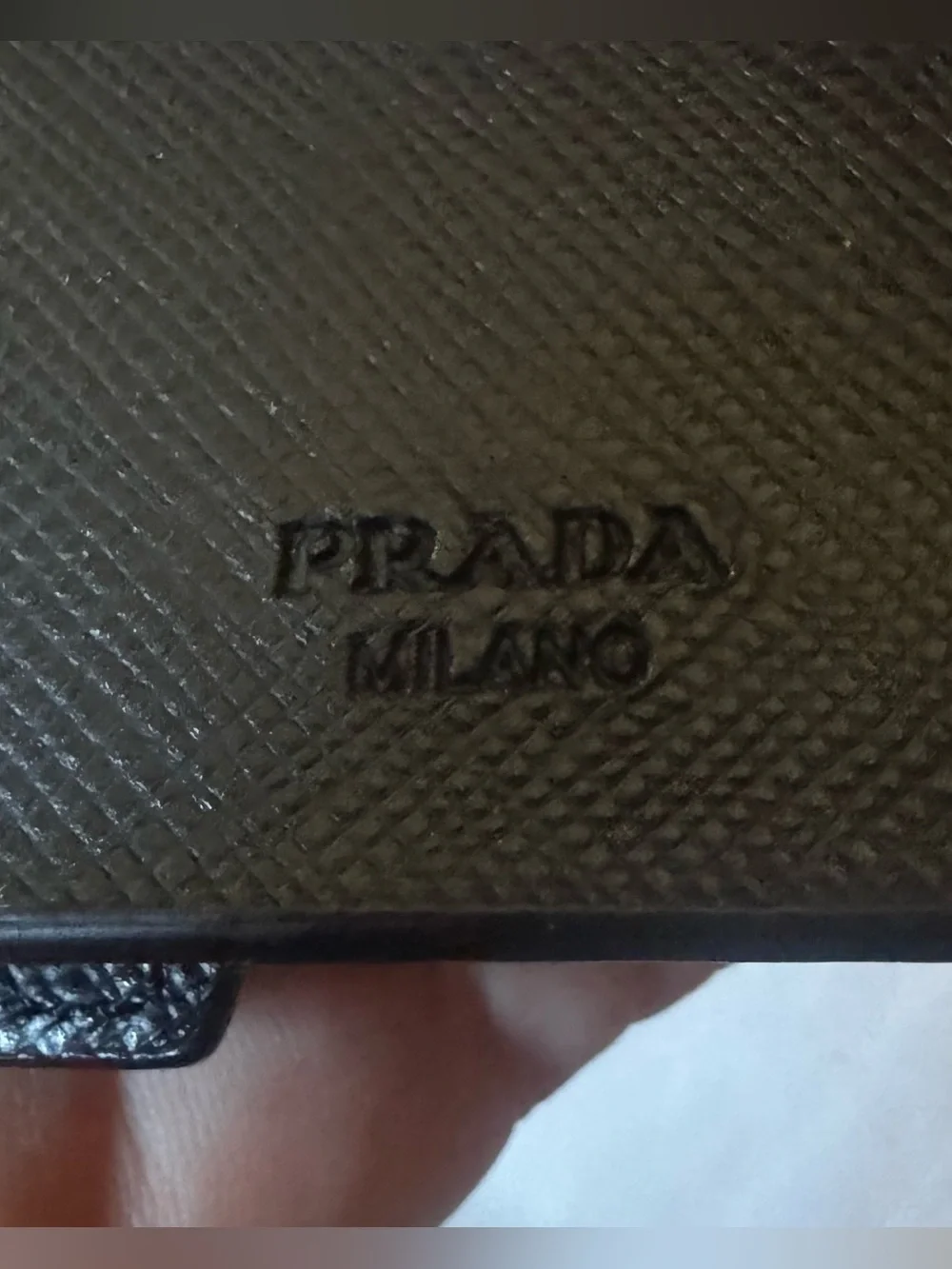 Prada iPhone X/XS Saffiano Leather Hard Phone Case w/Handle Strap